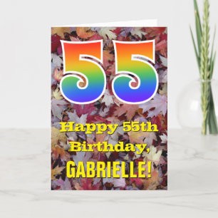 Carte 55e anniversaire; feuilles d'automne rustiques; ar