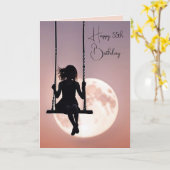 Carte 55e Anniversaire Fille En Plein Swing Avec Lune (Fleur jaune)