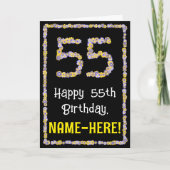 Carte 55e anniversaire : Floral Flowers Numéro, Nom pers (Devant)