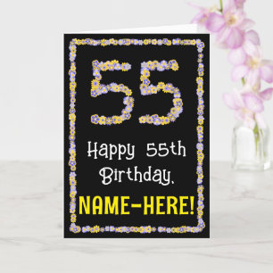 Carte 55e anniversaire : Floral Flowers Numéro, Nom pers