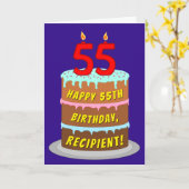 Carte 55e anniversaire : Fun Cake and Candles + Nom pers (Fleur jaune)