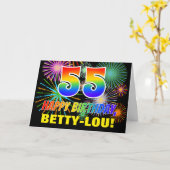 Carte 55e anniversaire : Gras, Amusants, Feu d'artifice, (Fleur jaune)