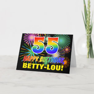 Carte 55e anniversaire : Gras, Amusants, Feu d'artifice,