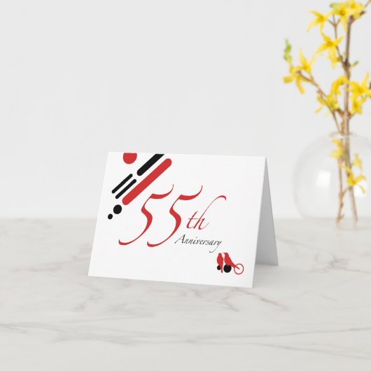 Carte 55e anniversaire (oiseaux mod) (Fleur jaune)