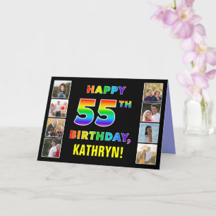 Carte 55e anniversaire : Rainbow Text, Custom Photos & N