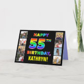 Carte 55e anniversaire : Rainbow Text, Custom Photos & N (Devant)