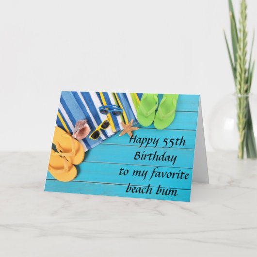 Carte **55e ANNIVERSAIRE** SOUHAITE POUR MON BUM DE PLAG (Devant)