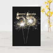 Carte 55e anniversaire Sparklers en noir (Fleur jaune)
