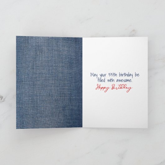 Carte 55e Anniversaire Stick Figure Girl avec Ballons Ro (Intérieur)