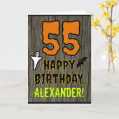 Carte 55e anniversaire : Thème Halloween Éffrayant, Nom  (Fleur jaune)