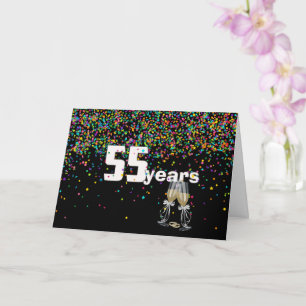 Carte 55e anniversaire toast in confetti