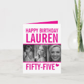 Carte 55e anniversaire trois photos rose et blanc chaud (Devant)