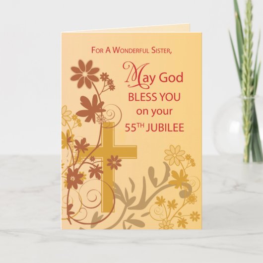 Carte 55e Jubilé Anniversaire Croix de la Nun, Fleurs, F (Devant)