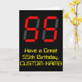 Carte 55ème anniversaire : Rouge Digital Clock Style "55 (Fleur jaune)