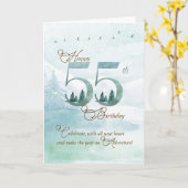 Carte 55th Birthday Evergreen Pines and Deer Nature (Fleur jaune)