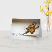 Carte 55th Birthday Monarch Butterfly On a Pencil (Fleur jaune)