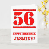 Carte 56e anniversaire : Amusant, Timbre en caoutchouc r (Fleur jaune)