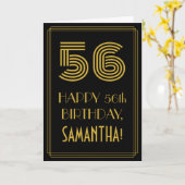 Carte 56e anniversaire : Art Déco Inspiré Look "56" & No (Fleur jaune)
