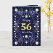Carte 56e anniversaire avec des masses de bijoux (Fleur jaune)