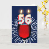 Carte 56e anniversaire avec vin et bougies (Fleur jaune)