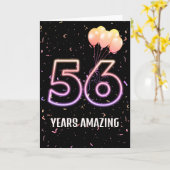 Carte 56e anniversaire Ballons et Confetti (Fleur jaune)