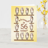 Carte 56e anniversaire, Curious owls card. (Fleur jaune)