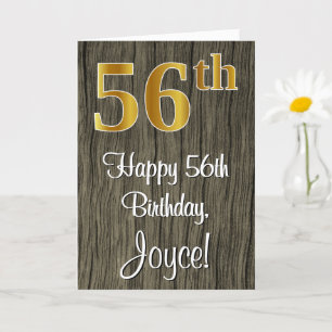 Carte 56e anniversaire : Elégant Faux Gold Look #, Faux