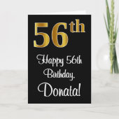 Carte 56e anniversaire ~ Elégant Luxueux Faux Gold Look  (Devant)
