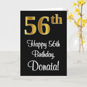 Carte 56e anniversaire ~ Elégant Luxueux Faux Gold Look 