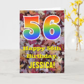 Carte 56e anniversaire; feuilles d'automne rustiques; ar (Fleur jaune)