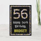 Carte 56e anniversaire : Floral Flowers Numéro, Nom pers (Devant)