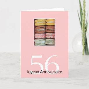 Carte 56e Anniversaire français de Macaron-Joyeux !