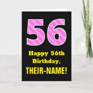 Carte 56e anniversaire : Pink Stripes and Hearts "56" + 