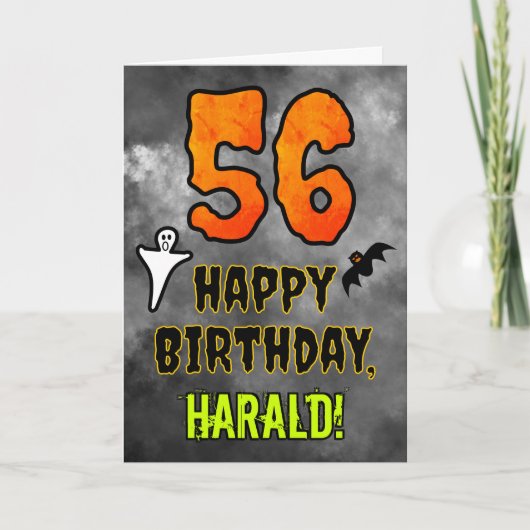 Carte 56e Birthday: Eerie Halloween Theme + Custom Nom (Devant)