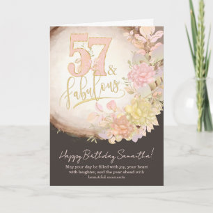 Carte 57 ans et Fabuleux Fleurs Photo Anniversaire Perso
