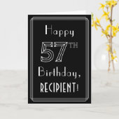 Carte 57e anniversaire : Art Déco Style # 57 & Nom perso (Fleur jaune)