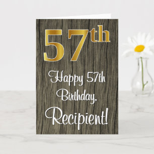 Carte 57e anniversaire : Elégant look d'or Faux #, Faux 