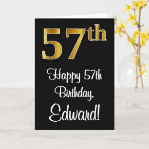 Carte 57e anniversaire ~ Elégant Luxueux Faux Gold Look 