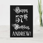 Carte 57e anniversaire : Fancy, Elegant Script + Nom per (Devant)