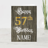 Carte 57e anniversaire : Faux Gold Look + Faux Wood Moti (Devant)