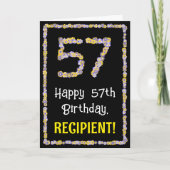 Carte 57e anniversaire : Floral Flowers Numéro, Nom pers (Devant)