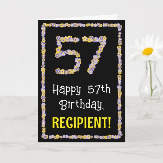 Carte 57e anniversaire : Floral Flowers Numéro, Nom pers (Petite plante)