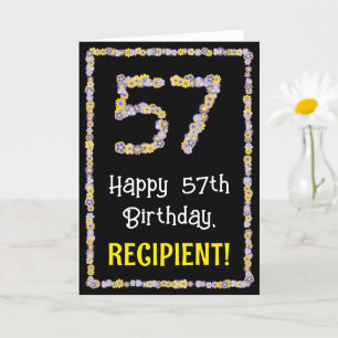 Carte 57e anniversaire : Floral Flowers Numéro, Nom pers