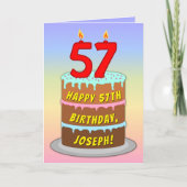 Carte 57e anniversaire — Fun Cake & Candles, avec nom pe (Devant)