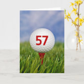 Carte 57e anniversaire Golf Ball on Red Tee (Fleur jaune)