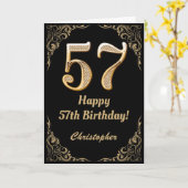 Carte 57e anniversaire Parties scintillant noir et or ca (Fleur jaune)