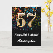 Carte 57e anniversaire Rainbow Fireworks noir et or (Fleur jaune)