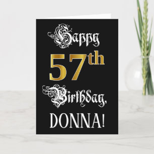 Carte 57e anniversaire — Script fantaisie; look or Faux;