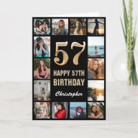 57e Joyeux Anniversaire Black and Gold Photo Colla