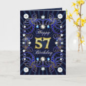 Carte 57ème anniversaire avec des masses de bijoux (Fleur jaune)